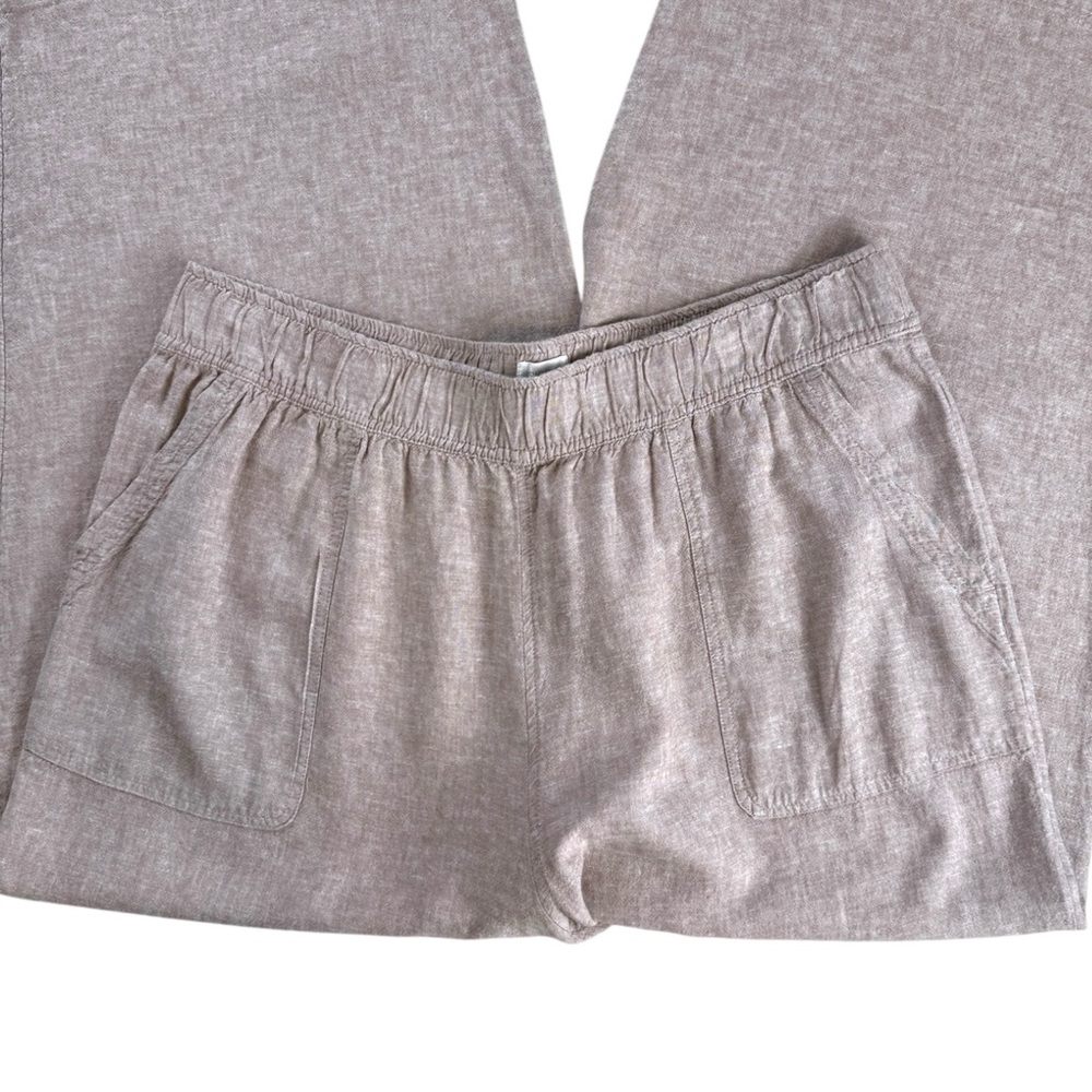 Sigrid Olsen Warm Taupe Linen Blend Wide Leg Palazzo Pants Cropped Pull On XL πΏβ¨ - Picture 5 of 9